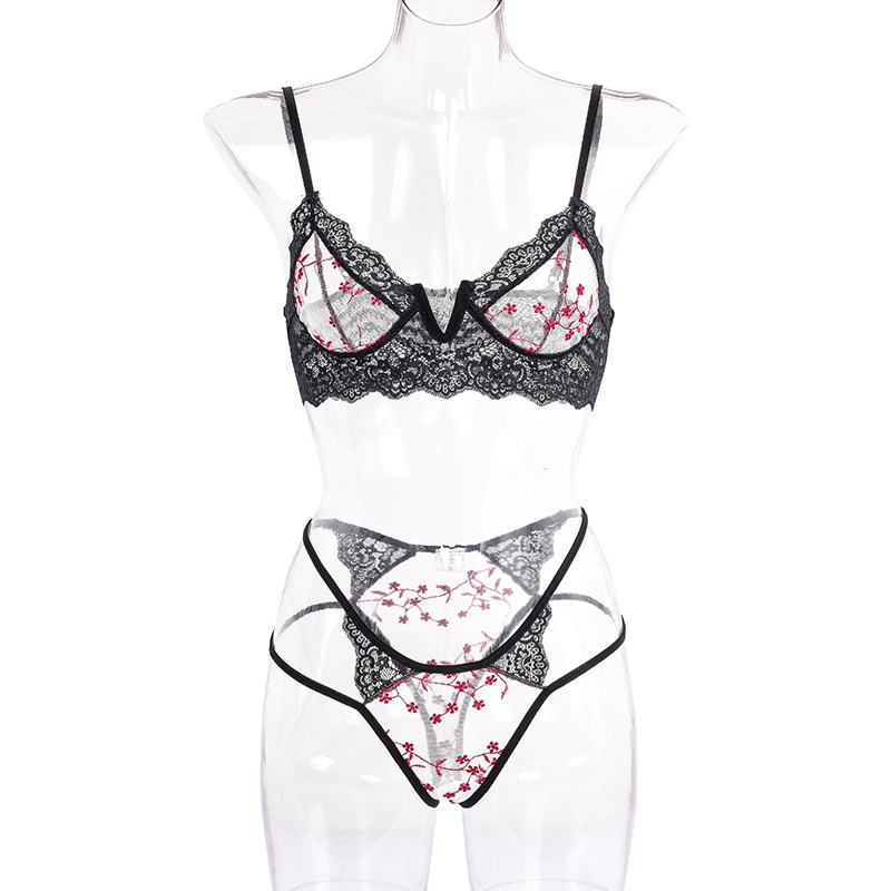 Lace Bralette Set - Damski Komplet Bielizny Ultra Cienki Koronkowy